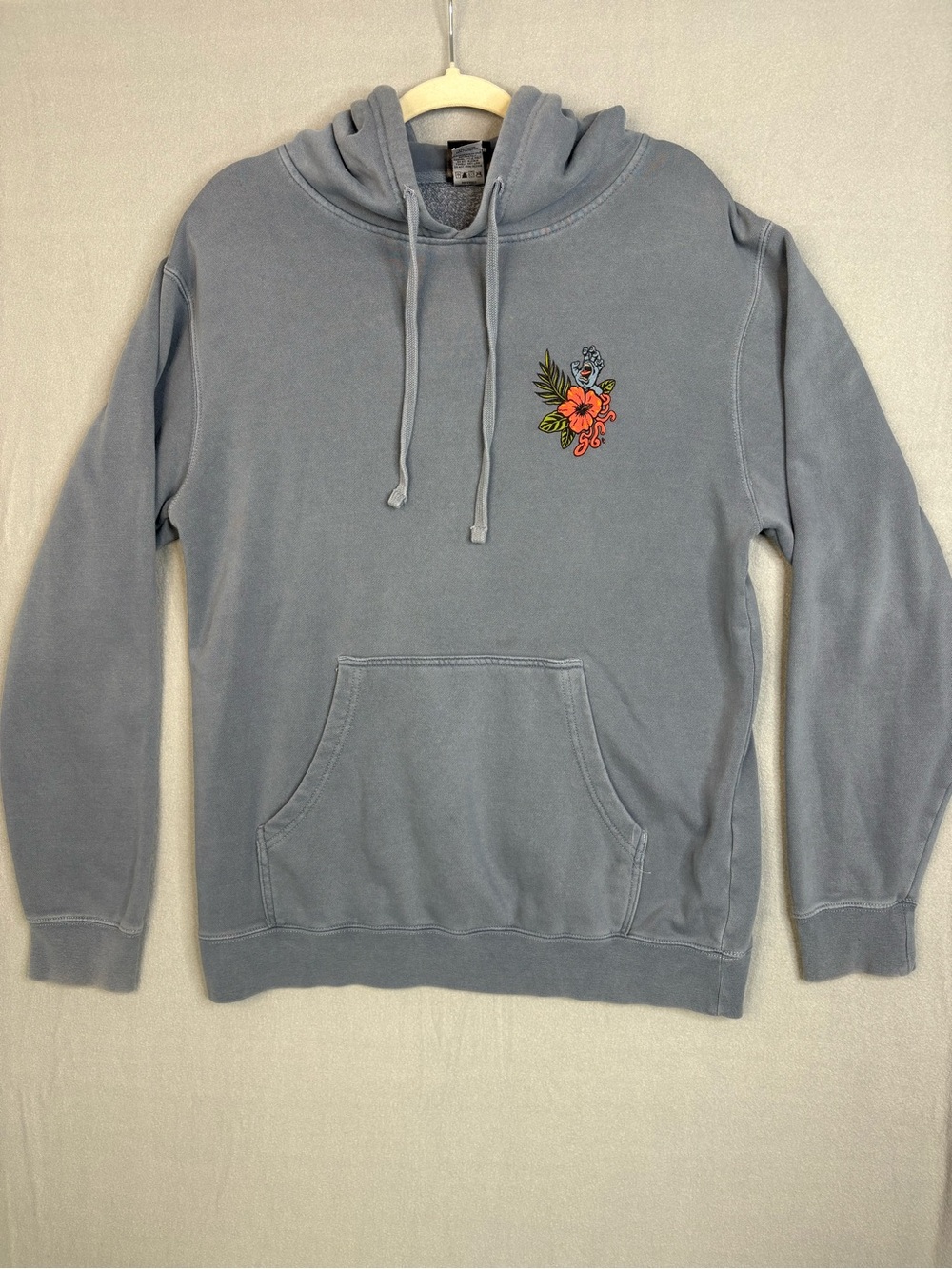 Santa Cruz Skateboards Garment Dyed Floral Hoodie Men’s M Gray/blue
